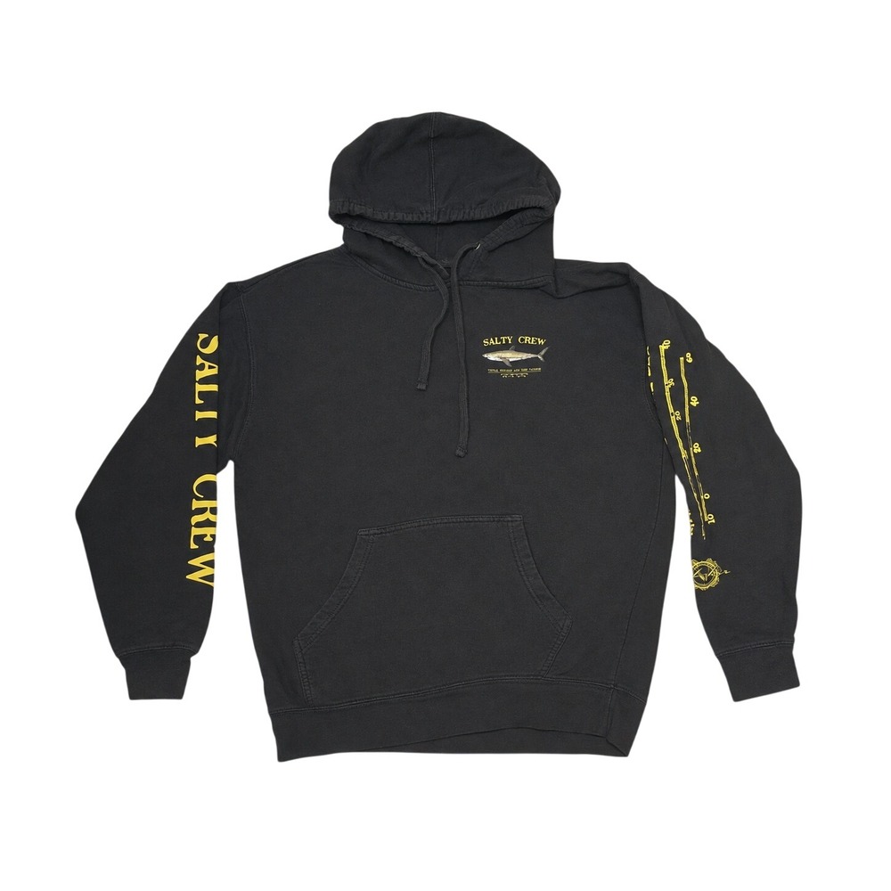 Salty Crew Bruce Fleece Hoodie Mens XL Black Graphic Sweatshirt Great White